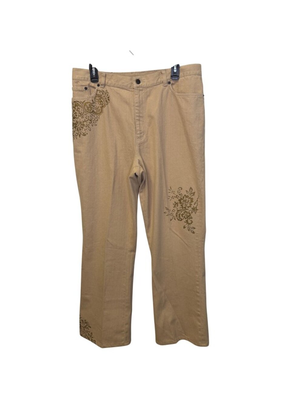 VTG Lauren Jeans Co. Ralph Lauren Straight Leg Embroidered Khaki Jeans Size 10